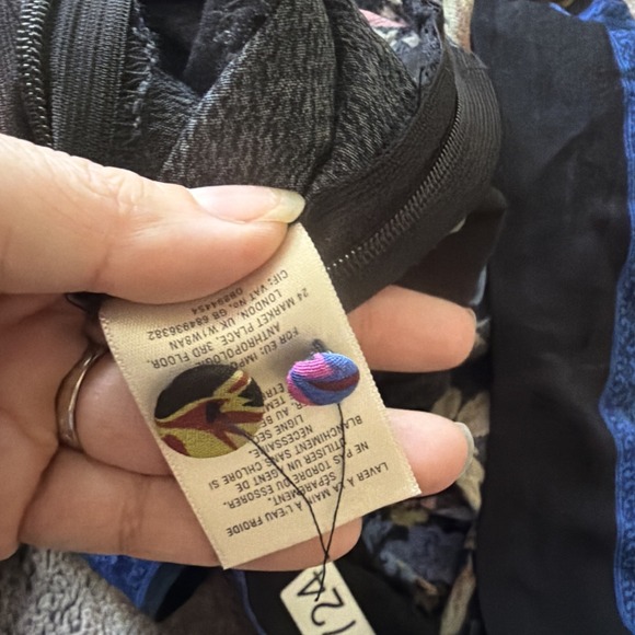 Anthropilogie ETT:TWA Jumpsuit Size 4P Black Blue Floral Scarf Boho - Picture 13 of 14